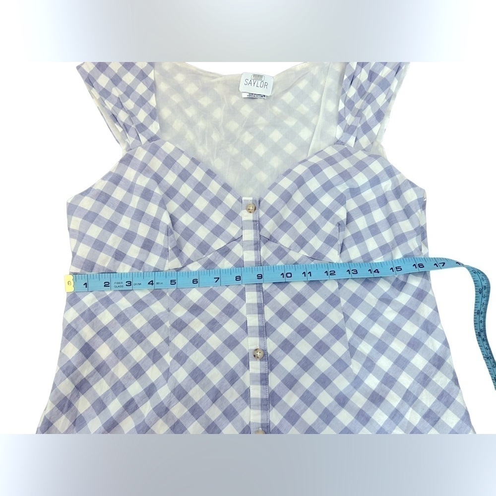 Saylor Hadleigh Lavender & White Gingham Mini Dress Preppy Cottagecore 90s Sz XL - Picture 14 of 15